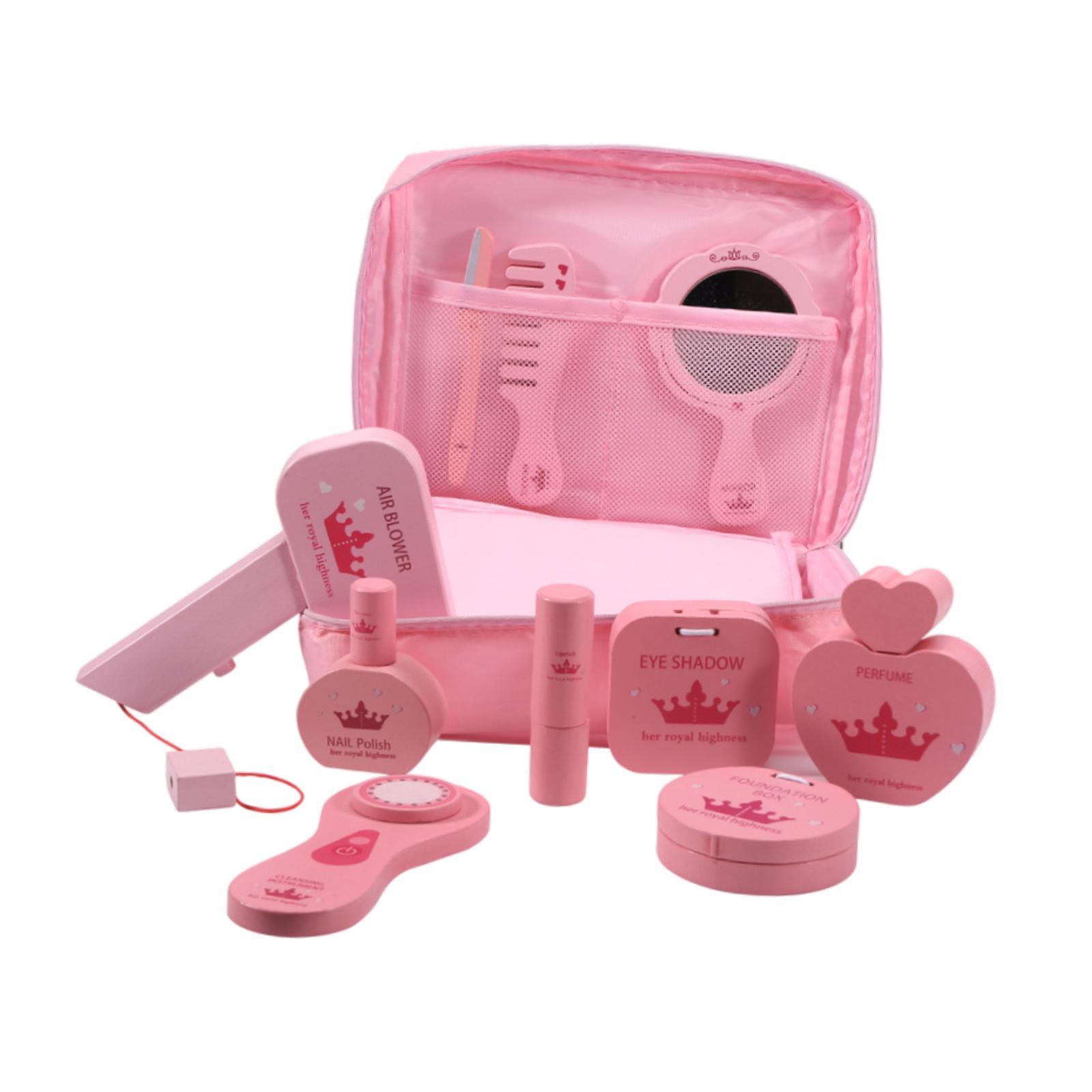 Beauty Makeup Kit For Kids - 10개 세트 나무 화장놀이 세트, 보관