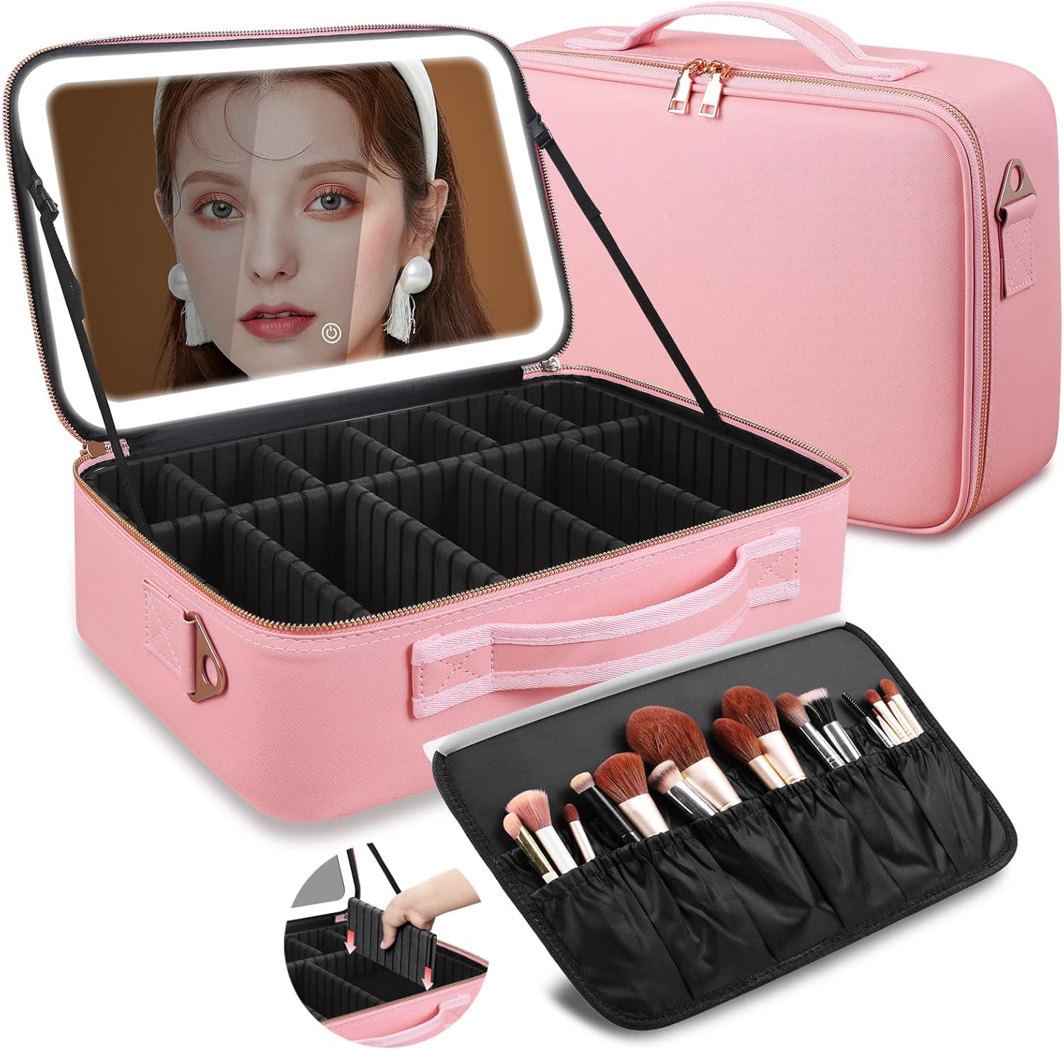대용량 메이크업 가방 15''X11'' LED 거울 3 - Beauty Makeup Vanity 리뷰 및 가격
