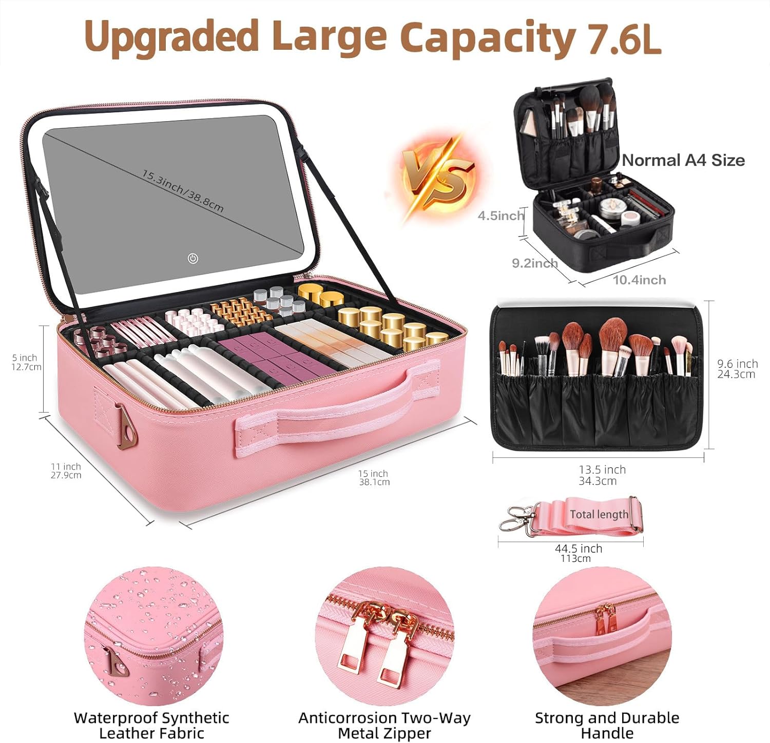 대용량 메이크업 가방 15''X11'' LED 거울 3 - Beauty Makeup Vanity 리뷰 및 가격